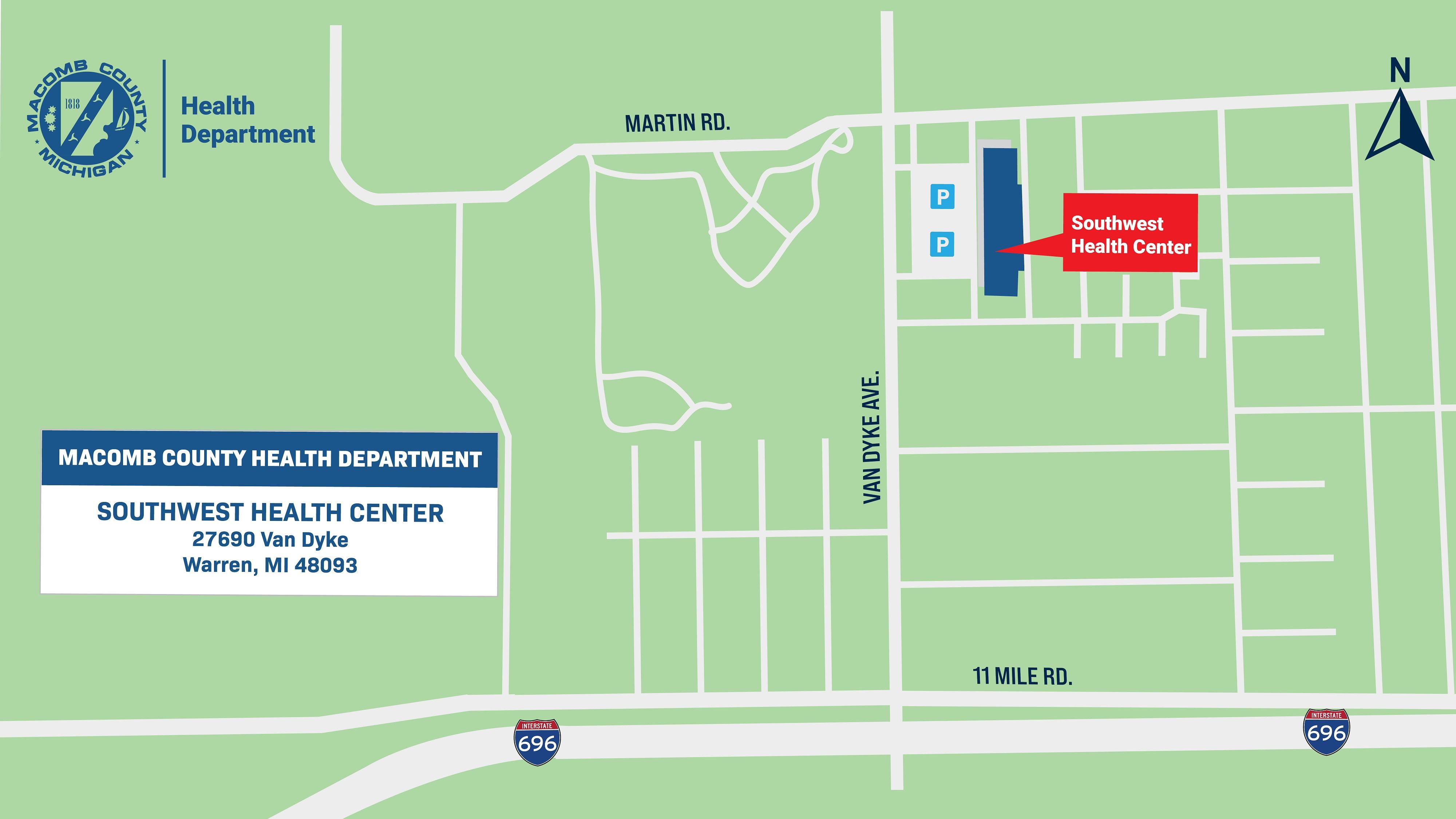 Map of Southwest Health Center Clinic