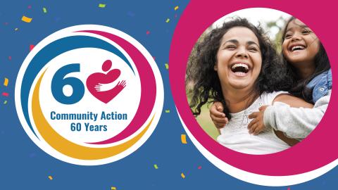 60th Anniversary of Community Action logo and people smiling