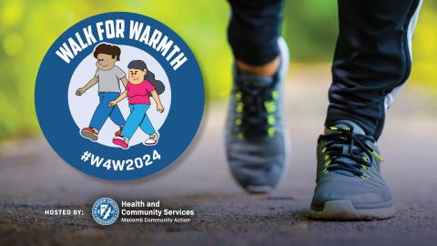 Walk for Warmth logo and feet walking