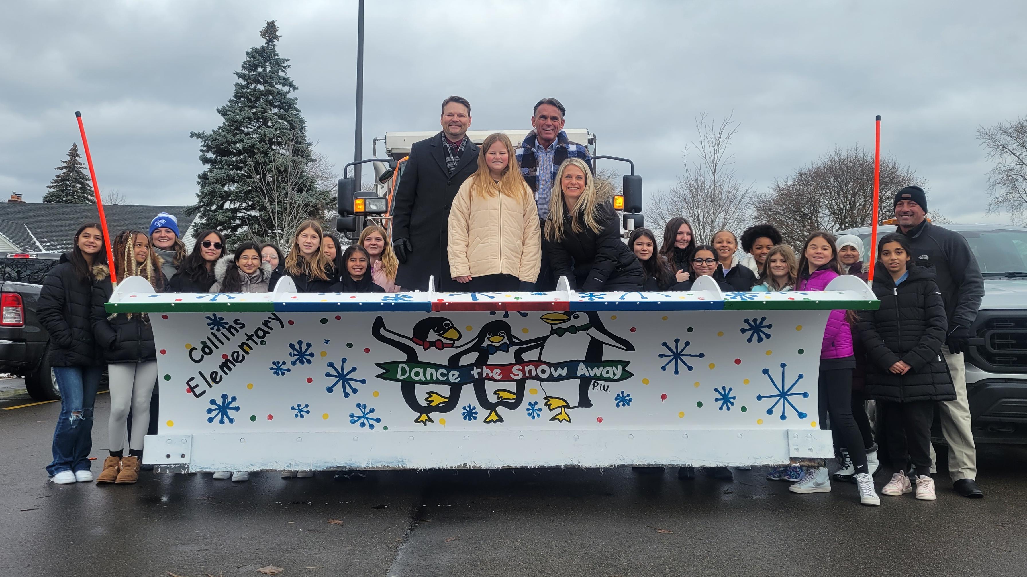 Macomb County and Collins Elementary School unveil painted snow plow