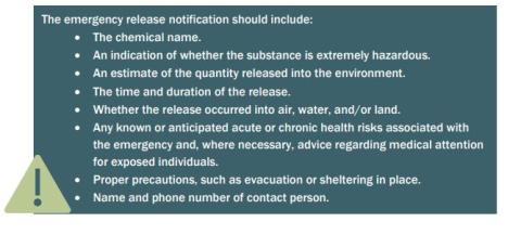 Emergency Release Notification requirements 