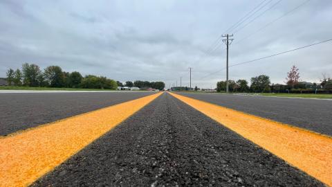 New pavement on the newly constructed Garfield Road