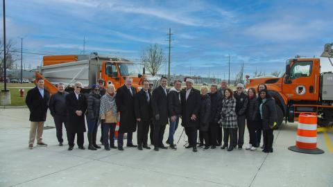 Macomb County, Sterling Heights, and Warren officials celebrate opening of Innovate Mound project.