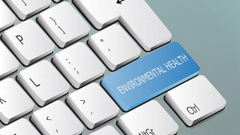 Computer keyboard with Environmental Health on Keyboard