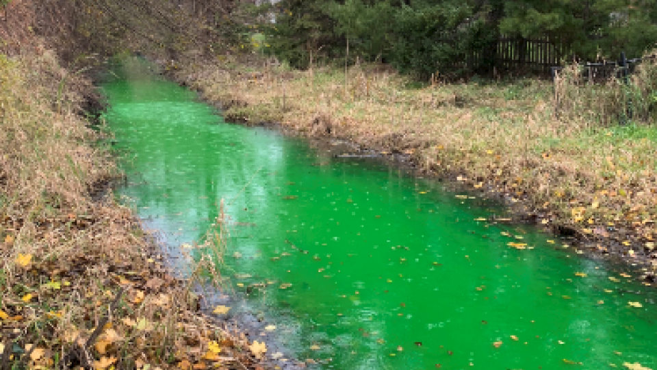 Cranberry Marsh Drain Green spill