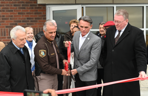 group of county officials open the marine sheriff headquarters