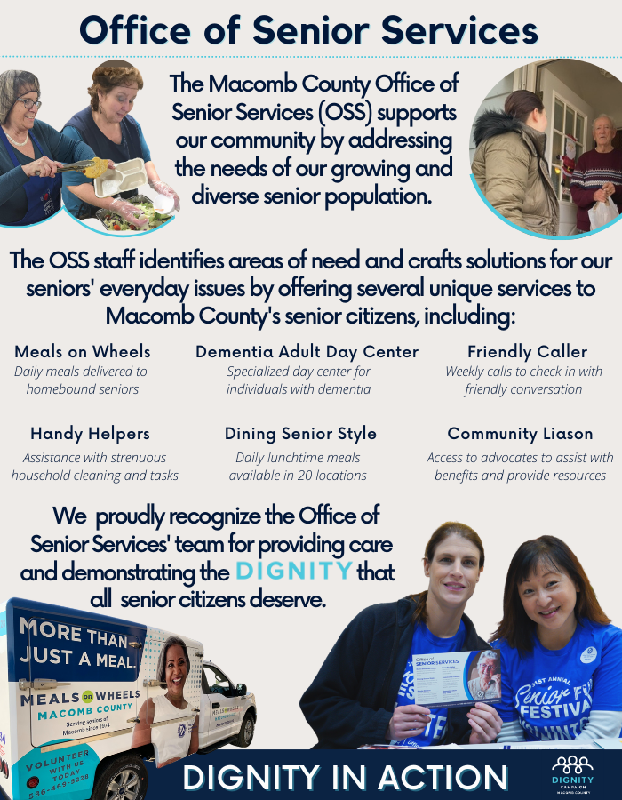 Flyer featuring senior citizens and meals