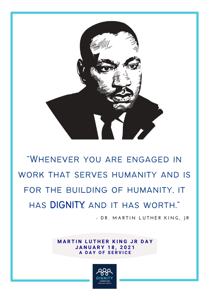 Image of MLK on light paper with blue border